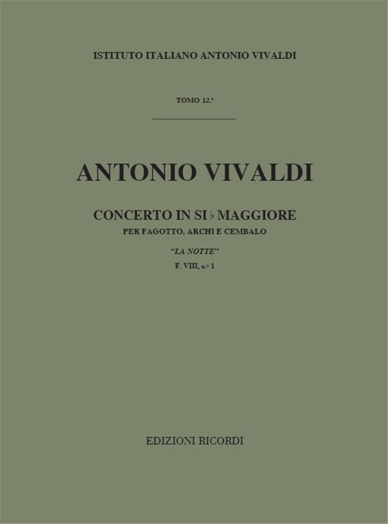Concerti Per Fg. Archi E Bc: In Si Bem.